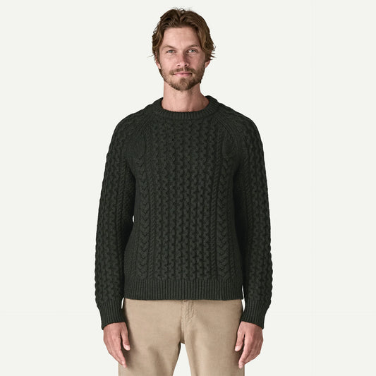 Recycled Wool-Blend Cable-Knit Crewneck Sweater