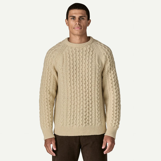 Recycled Wool-Blend Cable-Knit Crewneck Sweater