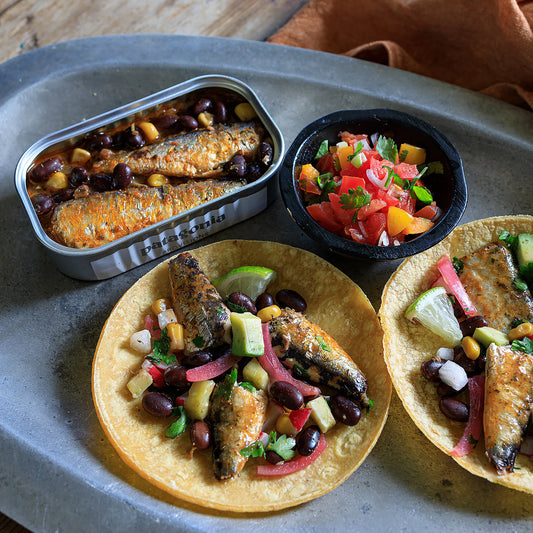 Sardines & Beans: Black Beans, Corn and Salsa