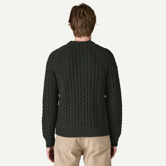 Recycled Wool-Blend Cable-Knit Crewneck Sweater